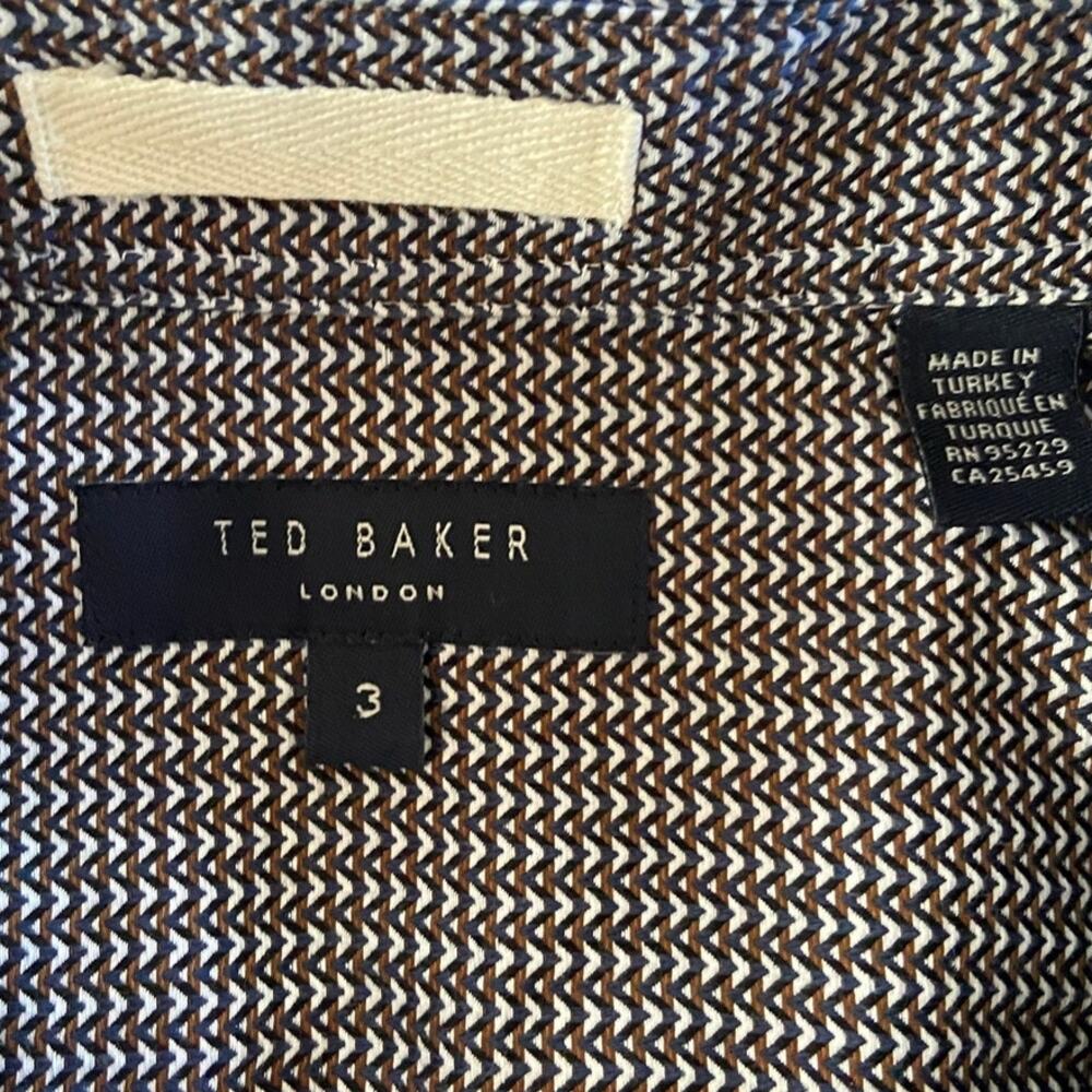 Ted Baker Men's Resort Button Up Shirt Size 3 Vacation Beach Geometric Preppy - Picture 5 of 8